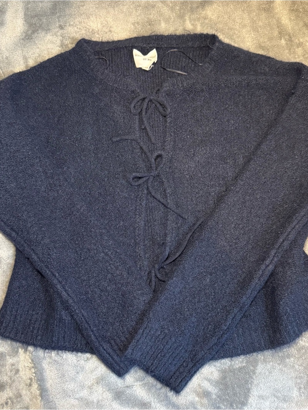 Navy Tie-Front Women's Sweater